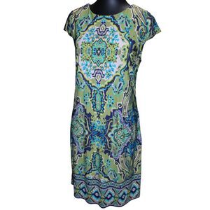 North Style Paisley Medallion Shift Dress Size 6 Boho Midi